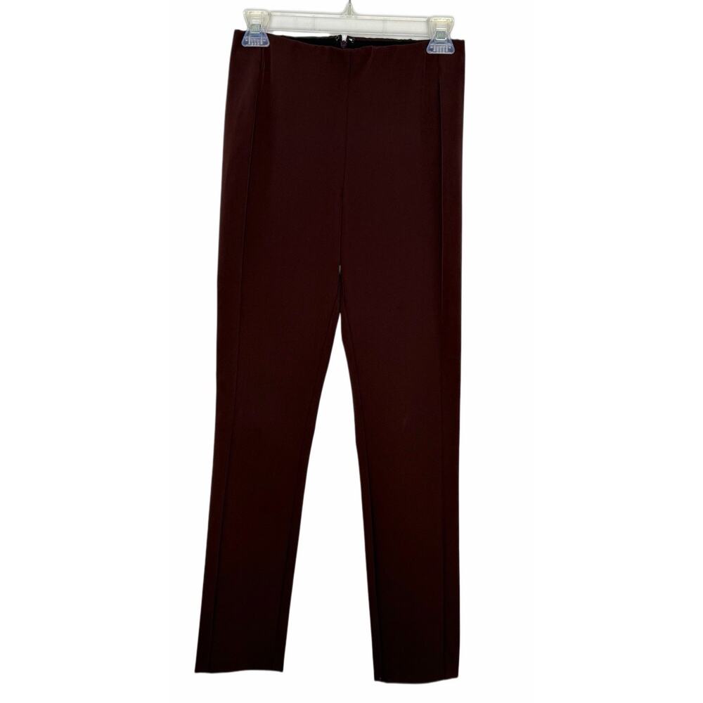 Theory Neoteric Skinny Dress Pants Size 2 Black Cherry Dark Red Navalane Becker
